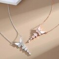 wholesale S925 Sterling Silver Singapore Mother-of-Pearl Long Butterfly Necklace, Minimalist Niche Design Trendy Elegant-0-0