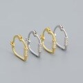 wholesale S925 Sterling Silver Heart Stud Earrings with Micro-Paved Zirconia, Sweet and Delicate Lovely Niche Design Versatile Earrings-0-1