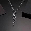 wholesale 925 Silver Retro Driftwood Necklace for Men, Personalized Hip-Hop Style Thai Silver Ins Withered Wood Pendant Long Layering Chain-0-1