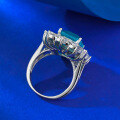 wholesale S925 silver jewelry, new style Paraiba color 9*11mm gemstone vintage-set marquise diamond ring-0-2