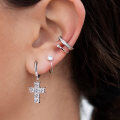 wholesale 925 Silver New Arrival Jewelry 8A Ultra-Sparkling Zircon Cross Pendant Earrings for Women, Niche Design Wholesale-0-2