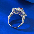 wholesale S925 Silver Red Corundum Oval Ruby Ring for Women,-0-2