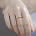 wholesale S925 Sterling Silver Gold-Plated Floral Light Luxury Ring, Korean Style Fresh Peridot Ring for Women, Direct Factory Supply-0-2