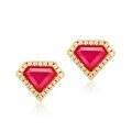 wholesale 925 silver gold-plated minimalist Japanese red corundum shield geometric stylish versatile elegant earrings wholesale-0-5
