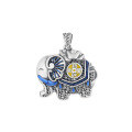 wholesale S990 Sterling Silver National Tide Heavy Craft Exotic Enamel Glaze Auspicious Elephant Shape DIY Accessory Pendant-0-5