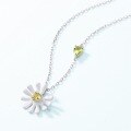 wholesale S925 Sterling Silver Cross-Border New Korean Style Fresh and Delicate Daisy Necklace for Women, Fashionable Popular Valentine's Day Gift-0-3