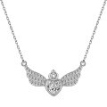 wholesale S925 Sterling Silver Cross-Border Live Streaming Women's Necklace, Unique Design Small Angel Wing Full Diamond Pearl Inlaid Collarbone Chain-0-8
