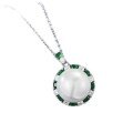 wholesale Metal with 6-carat luxury-set emerald pendant: Zhuozhifan New 12mm Pearl Necklace for Women-0-4