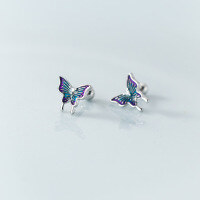 wholesale S925 Silver Korean Style Resin Butterfly Spiral Ear Studs Minimalist and Elegant Personality Ear Accessories M02776-S925 silver pair 925 silver