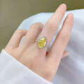 wholesale S925 Silver 8*12 Yellow Diamond High Carbon Diamond Ring for Cross-Border EU and US Markets, 5 Carat Platinum Diamond Ring by Zhuozhifan New Style-0-2