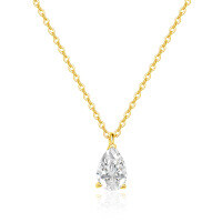 wholesale 18K Gold Fashion Cultured Pear Drop Pendant Necklace with 05ct Genuine Diamond, Minimalist Single Diamond K Gold Jewelry-18k gold necklace with cultured diamonds