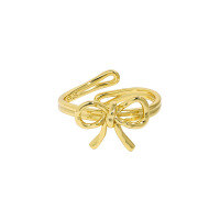 wholesale S925 Sterling Silver Korean Version Ins Small and Minimalist Design Versatile Bow Adjustable Ring for Women-18K Gold [No. 15/Adjustable] Opening adjustable
