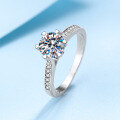 wholesale Pt950 plated S925 silver one-carat moissanite ring for women with empty setting, available for dropshipping-0-1