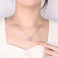 S925 Sterling Silver Moissanite Sunflower Pendant Necklace-0-2