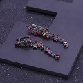 wholesale S925 Silver Italian Craft Designer Earrings with High-End Jewelry Feel, Inlaid with Natural Garnet Ear Drops-0-1