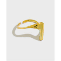 wholesale S925 Sterling Silver 515 Korean Version Ins New Small Misaligned Cross Smooth Ring Women's Versatile Band-18K Gold [No. 14/Adjustable] Opening adjustable