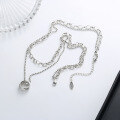 wholesale S925 Sterling Silver Internet-Famous Double-Layer Circle Necklace in Minimalist Hip-Hop Punk Style Light Luxury Accessory-0-2