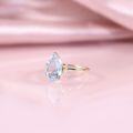 wholesale S925 Sterling Silver Small Fresh 3 Carat Ring with Natural Crystal Topaz Pear-Shaped Drop Large Main Stone for Women-0-3