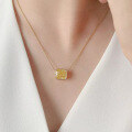 wholesale 925 Silver New Jewelry, Wind Fragrance Versatile Necklace with Yellow Diamond Pendant, Elegant Necklace, Light Luxury Ins Style-0-2