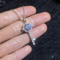 S925 Sterling Silver Moissanite Cross-Border Necklace, 1ct Twilight Key Pendant Wholesale-0-1