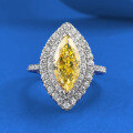 wholesale 925 Silver New ZHUO Zhifang 6*13mm Marquise Yellow Diamond Ring for Women with Luxurious Euro-Style Setting-0-0