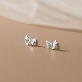 wholesale S925 Sterling Silver Fresh and Sweet Ins-style Niche Design Diamond-inlaid Star Bow Earrings M06360-0-2