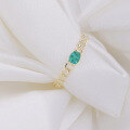 wholesale 10K Gold Natural Emerald Ring for Women, Japanese Light Luxury Index Finger Chain Ring with Advanced Sense, Ins Minimalist Band-0-3