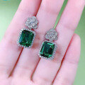 wholesale S925 sterling silver new jewelry European and American luxury-set 8*10 nano green earrings cross-border AliExpress style-0-0