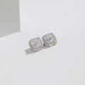 wholesale 925 Sterling Silver Geometric 3D Micro-Pave Ice-Cut High-Carbon Diamond Stud Earrings-0-5