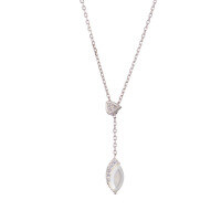 wholesale S925 metal with white shell and white crystal overlay, high-end adjustable necklace for women, jewelry wholesale-White Shell and White Crystal Necklace 925 Silver