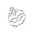 wholesale S925 Silver Marquise Double Halo Ring for Women, High-End Engagement Wedding Gift, eBay Best Seller-0-4