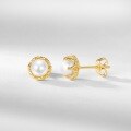 wholesale S925 Silver Geometric Natural Pearl Earrings for Women, Minimalist Vintage Design, Small and Chic-0-1
