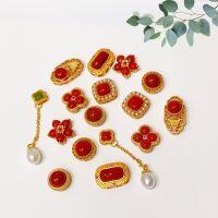 wholesale S925 silver gold-plated natural southern red clover leaf bracelet necklace accessory DIY handmade spacer bead semi-finished product-Round Beans 2