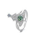 wholesale S925 Sterling Silver Cross-Border Moissanite Colorful Diamond Christmas Tree Full Diamond Ring for Women, High-End Fashion Personalized Silver Jewelry-0-5