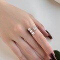 wholesale S925 Sterling Silver Cross-Border New Women's Ring with High-End Pearl and 8A Zircon Inlay, Personalized Design for Wholesale-0-2