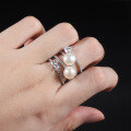 wholesale S925 Sterling Silver Natural Freshwater Pearl Ring Fashionable and Unique Light Luxury High-End Gemstone Set Ring-0-1