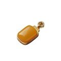 wholesale S925 silver minimalist premium natural antique beeswax plain pendant chicken oil yellow amber necklace-0-4