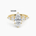 wholesale S925 Sterling Gold Plated Moissanite 1 Carat Heart Shape Engagement Ring with Certificate Cross-Border-0-3