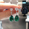 wholesale Metal Material: European and American High-Carbon Pear-Shaped Drop 10*14 Green Diamond Earrings Ear Studs Cross-Border Style, New Collection by Zhuozhifan Jewelry-0-2