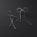 wholesale S925 silver small and simple smooth bow tassel ear studs cute sweet ins earrings M0129-0-1