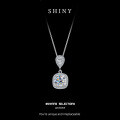 S925 Silver Moissanite Square Pendant Necklace, Light Luxury Choker-0-4