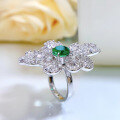 wholesale Sterling Silver Inlaid with 8*8 Emerald, Stunning Eye-Catching Luxurious Rich Lady Style Ring, Mu Jing Jewelry New Collection S25-0-2