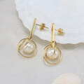 wholesale S925 Sterling Silver, 14K Gold Plated, Cultured Freshwater Pearl Earrings, Korean Style, Factory Direct-0-3