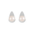 wholesale S925 Sterling Silver Geometric Minimalist Ins High-end Versatile Lustrous Inlaid Freshwater Pearl Earrings for Women-0-5