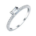 wholesale S925 Sterling Silver Cross-Border 4*6 Emerald-Cut Moissanite Ring, Petite and Exquisite Women's Ring, Fashionably Versatile-0-5