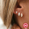 wholesale S925 Sterling Silver Irregular Star Earrings with Zirconia, Eight-Pointed Star Design, Ins Fashion-0-2