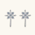 wholesale S925 Sterling Silver European and American Personalized Cool Cross Moissanite Stud Earrings for Women, Small Niche Trendy Starry Sparkle Ear Jewelry Wholesale-0-1
