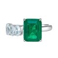 wholesale 925 Metal New Product Simulated Emerald Adjustable Ring for Women,,-0-4