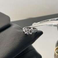 wholesale Cross-border micro-pavé zirconia letter ring for women in metal, exuding a sense of light luxury, advanced style, and versatile fashion with a personalized ring design-xb449-Arc de Triomphe Ring-White Gold>Adjustable opening