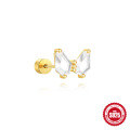 wholesale S925 Sterling Silver Geometric Butterfly Zirconia Stud Earrings with Threaded Flat Back-0-7